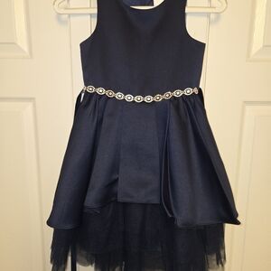 Blue Fit and Flare Tiered Dress